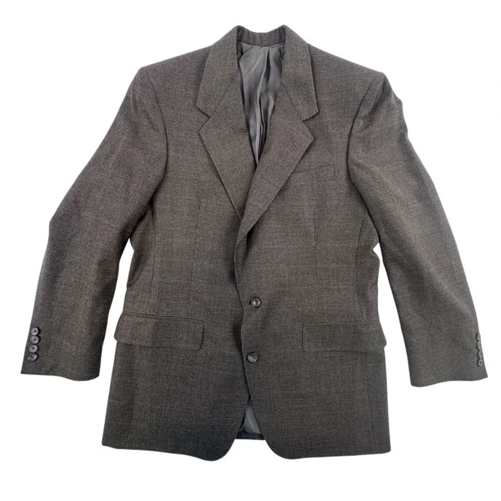 Graham & Gunn Mens 40R Suit Set 33 x 29 Pants Brown‎ Micro Check Wool Blend